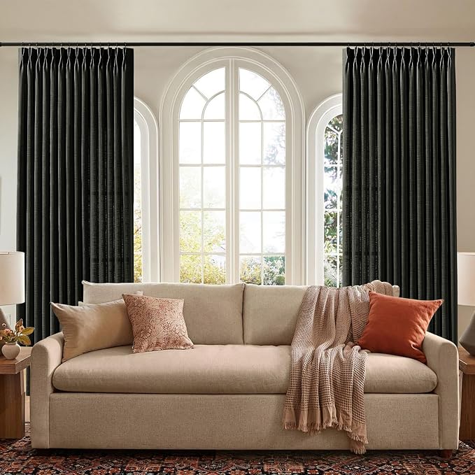 IVAPUPU Black Pinch Pleated 84 Inch Curtains - Image 7