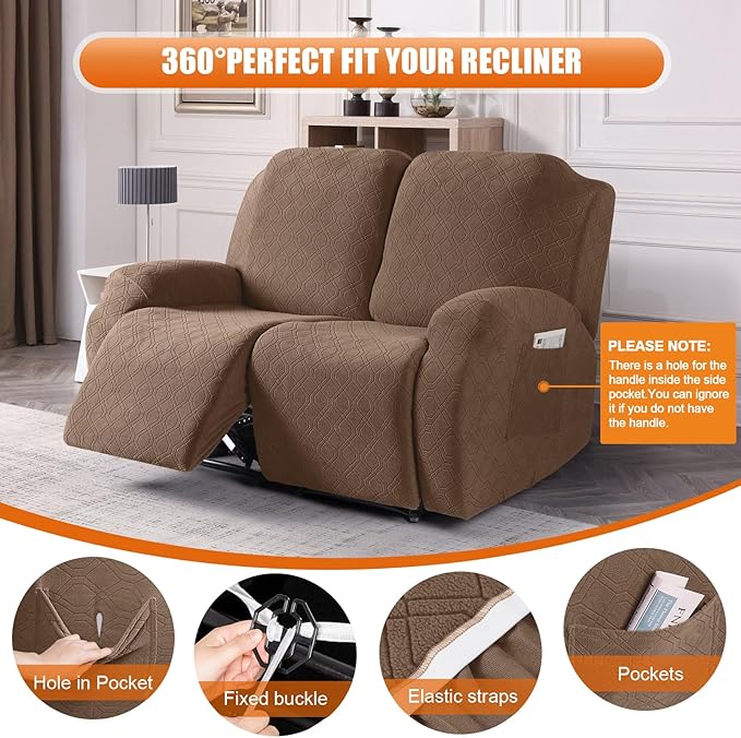 VANSOFY Recliner Cover, 2-Pieces Stretch Reclining Couch Cover - Image 6