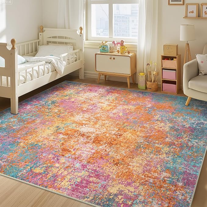 Washable Area Rugs 5'x7' Non-Slip Modern Abstract Soft - Image 2