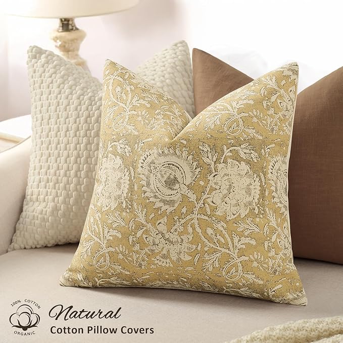 Vintage Floral Print Throw Pillow Covers 26x26 Set of 2 Neutral Modern - Image 2