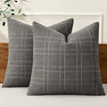 MIULEE Decorative Linen Check Lumar Throw Pillow Covers Neutral Farmhouse by MIULEE