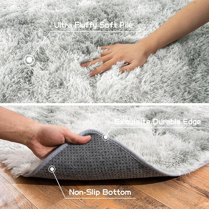 Pionblank Fluffy Area Rug for Bedroom 4x6 Feet, Indoor Plush Carpet, Shag Soft - Image 6