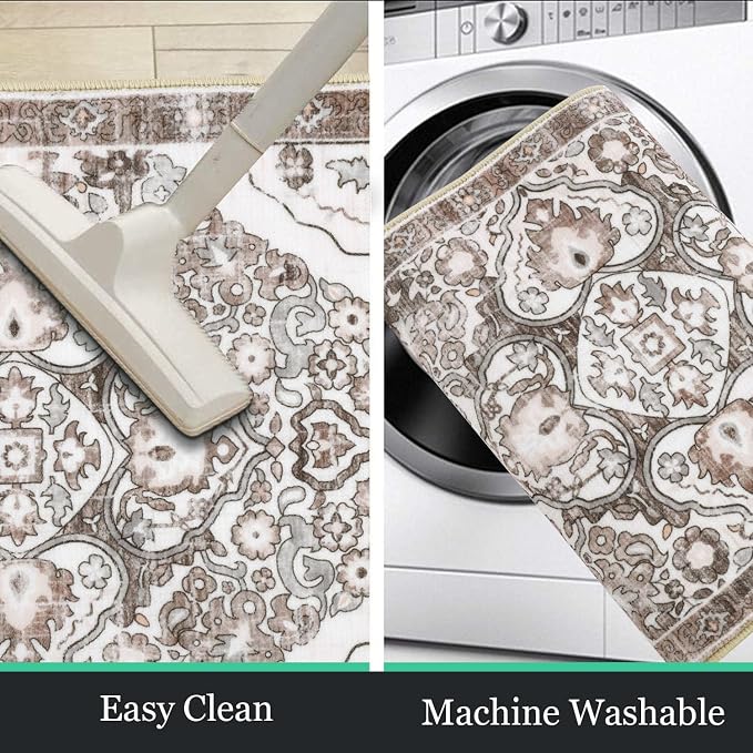 HEBE Farmhouse Kitchen Rugs Sets of 3 Non Slip Washable Boho Kitchen Rugs and - Image 4