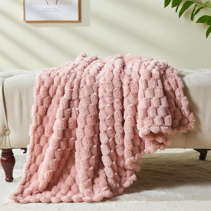NEWCOSPLAY Super Soft Queen Blanket Pink Premium Silky Flannel Fleece 3D Clouds - Image 9