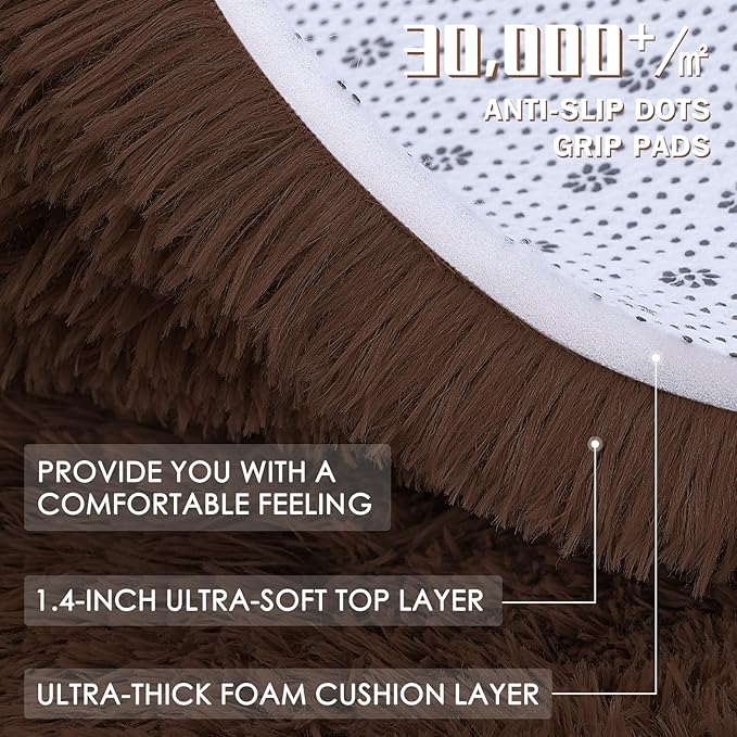 OLANLY 6x6 Area Rugs for Living Room Bedroom, Machine Washable Soft Fluffy - Image 7