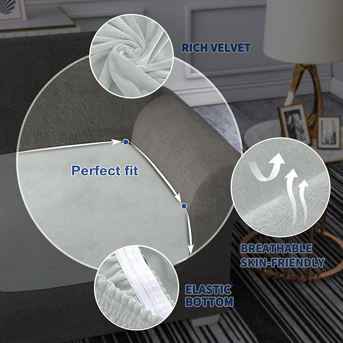MAXIJIN 1 Piece Velvet Chaise Cover Stretch Sectional Couch Covers - Image 5