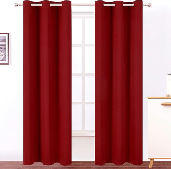LEMOMO Red Blackout Curtains 34 x 84 Inch Length/Set of 2 Curtain by Lemomo