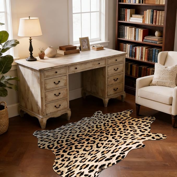 BENRON Premium Leopard Rugs for Living Room Bedroom, Non-Slip Throw Rug for - Image 2