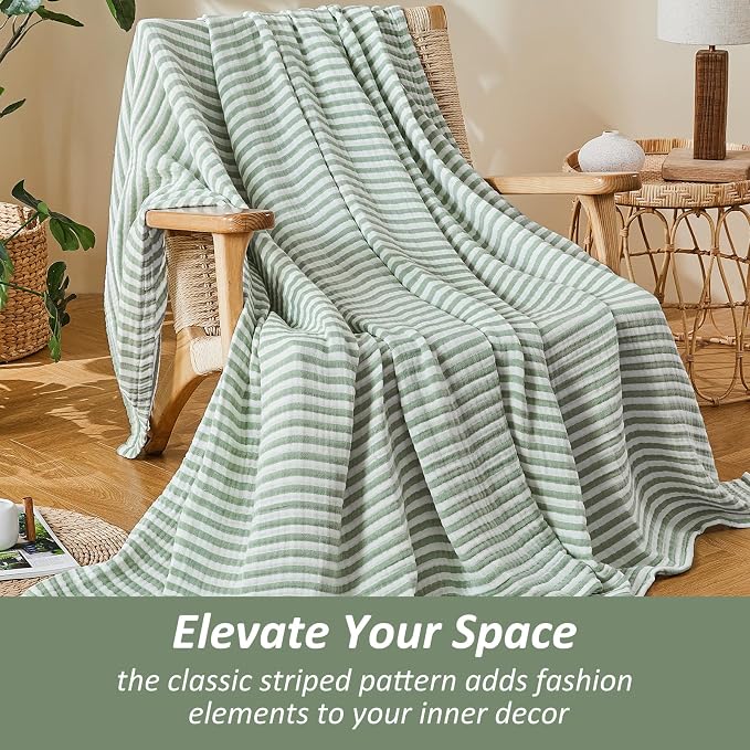 EMME Cotton Muslin Large Throw Blanket Couch Breathable Gauze Soft Lightweight - Image 4