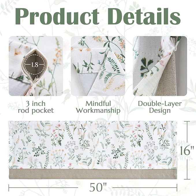 jinchan Linen Double Layer Valance Curtain - Image 5