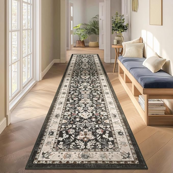 LOKHOM Washable Runner Rug, 2x10 Non-Slip Vintage Farmhouse Hallway Runner Rug by LOKHOM