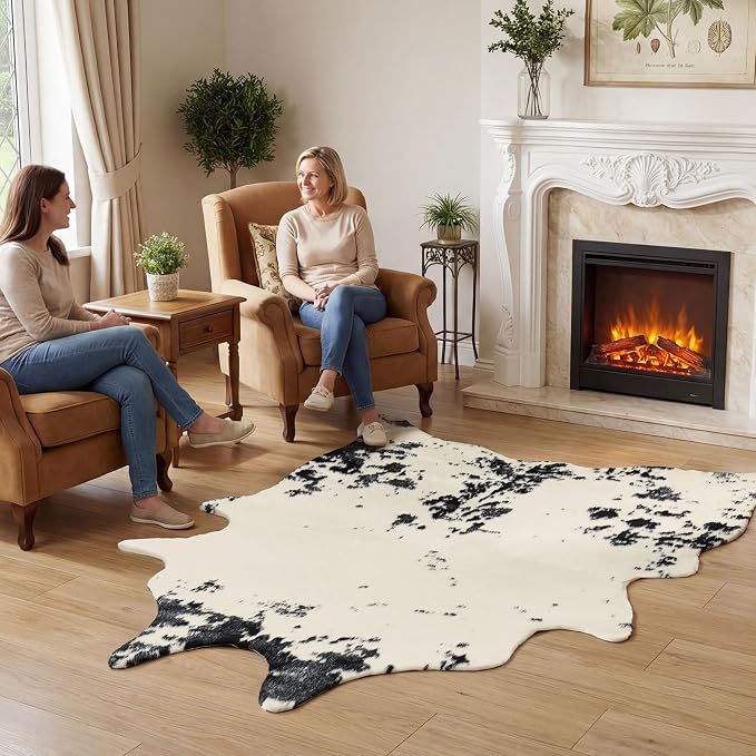 JONIYEAR Large Durable Faux Cowhide Area Rug 4.9 x 6.56 Feet, Premium Cow Print - Image 2