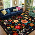RELEANY Floral Nursery 8x10 Area Rugs Washable Print Boho Cute Carpet Non Slip by RELEANY