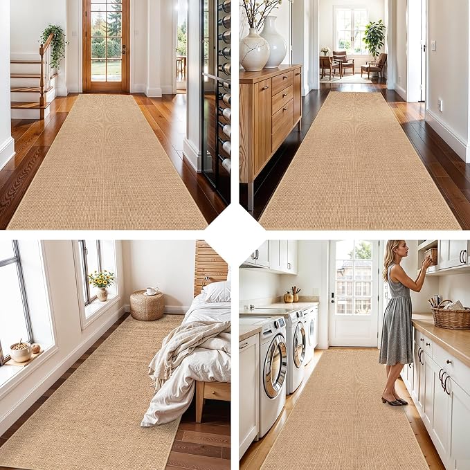 3x10 Runner Rug for Hallways: Washable Non Slip Kitchen Extra Long Jute Runners - Image 4