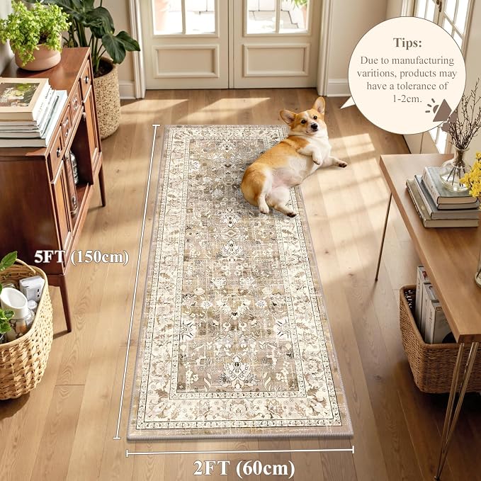 LOKHOM Washable Runner Rug, 2x5 Non-Slip Vintage Hallway Runner Rug - Image 2