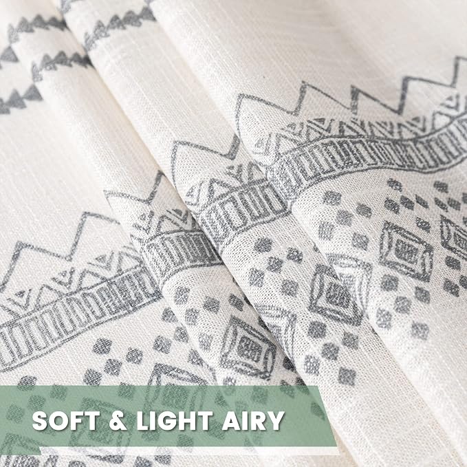 MEETSKY Light Filtering Curtains 95 Inches Long Boho Cotton Curtains - Image 5