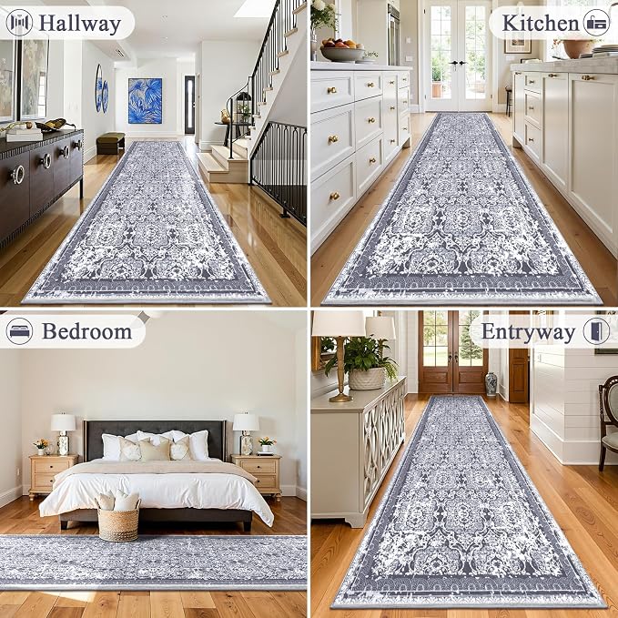 Vaukki Hallway Runner Rug, Vintage Shaggy Soft Laundry Rug Runner, Non Slip - Image 4