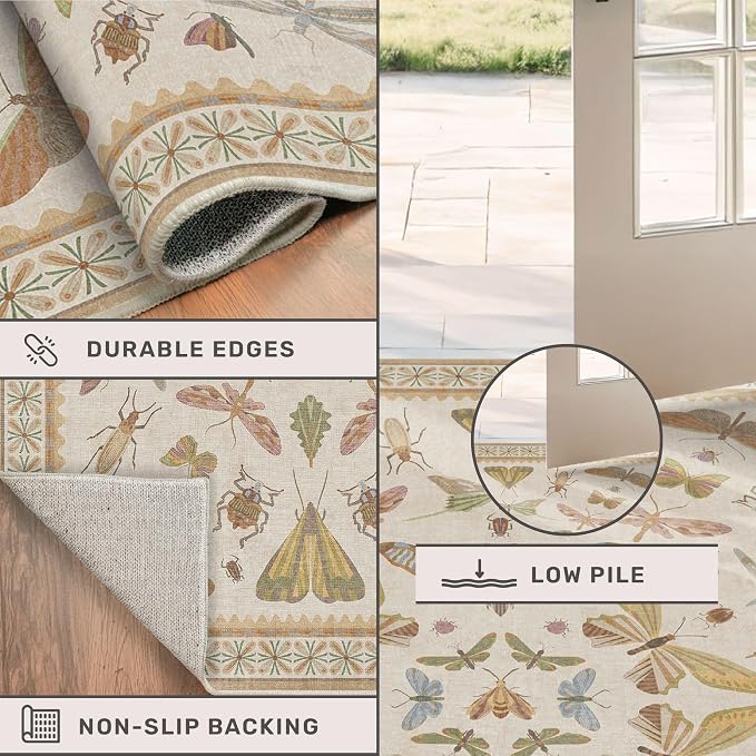 Hazo Haus Washable Neutral Area Rug Living Room, 5x8 Washable Rugs - Image 5