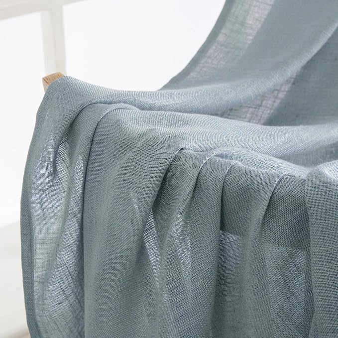MIULEE Dusty Blue Linen Curtains 72 Inch Length 2 Panels - Image 5