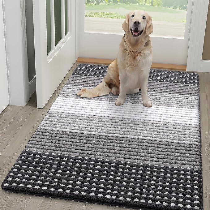 Kitinjoy Indoor Outdoor Door Mat, 48x30 Non-Slip Absorbent Dirt Trapper by Kitinjoy