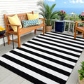 OLANLY Black and White Striped Rug 5' x 7' – Washable Cotton Indoor Outdoor by OLANLY