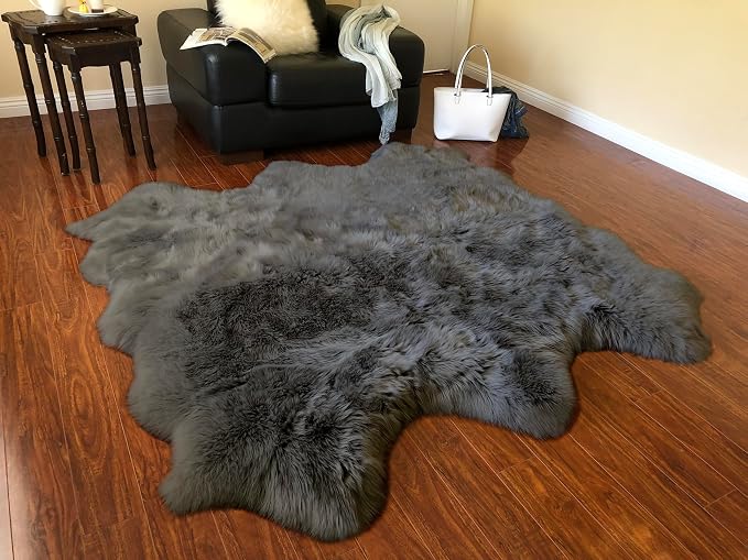 Free Shape Luxury Soft Fluffy Shag Area Rug Sexto 6 Pelts 6'x6', 180x180 cm by LAMBZYRUGS