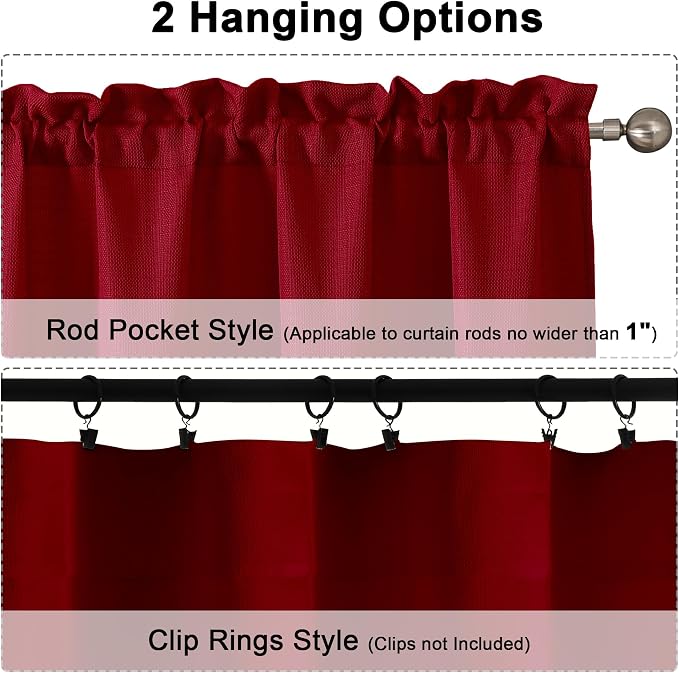 Chyhomenyc Red Curtains 78 Inch Length 2 Panels Set, Faux Linen Textured Light - Image 5