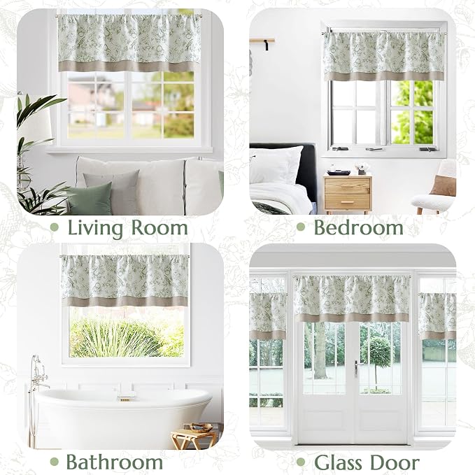 jinchan Linen Valance Curtain for 16 Inch Rustic Farmhouse Country Windows for - Image 9