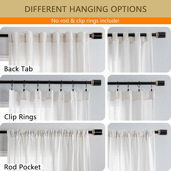 MYSKY HOME Extra Long Curtains for Living Room, Boho Window Curtain Drapes for - Image 2