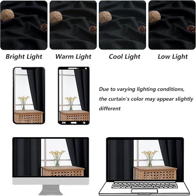 Chyhomenyc Black Valance for Windows, Light Filtering Textured Small Kitchen - Image 3