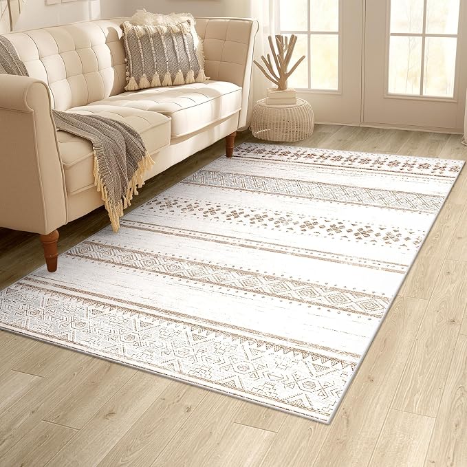 BESTSWEETIE 3x5 Area Rugs for Living Room Washable Moroccan Farmhouse Neutral - Image 6