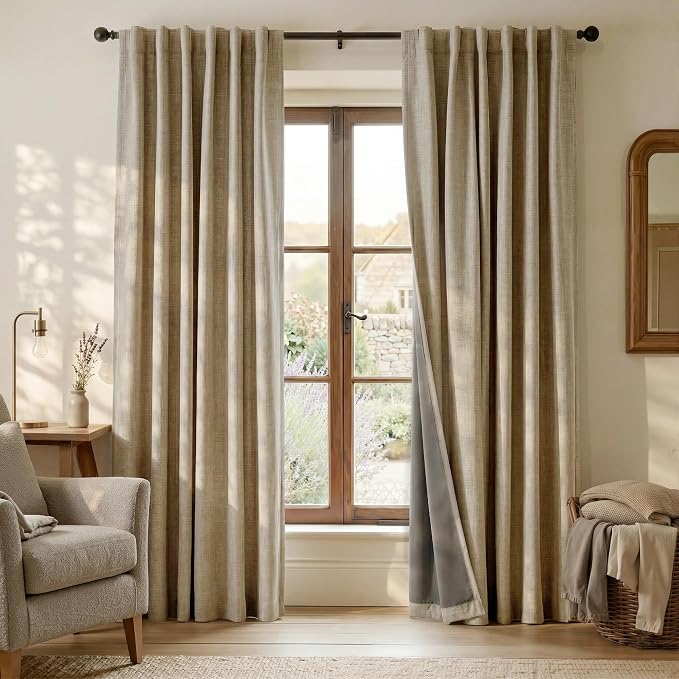 RYB HOME Polyester Textured 100% Blackout Curtains by RYBHOME
