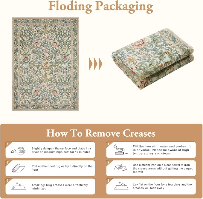 LIVEBOX Beige 5x7 Area Rugs, Machine Washable Rugs - Image 9