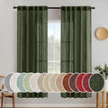 MIULEE Olive Green Linen Curtains 72 Inch Length by MIULEE