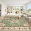 Area Rug 8x10 Washable Rug, Vintage Boho Medallion Rugs Non-Slip Soft Low Pile by VECARF