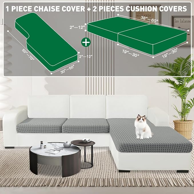 MAXIJIN Couch Cushion Covers for Sectional Sofa, Stretch Sofa Cushion Cover - Image 2