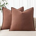 MIULEE Decorative Linen Pillow Covers 20x20 Inch Rust Red Boho Farmhouse by MIULEE