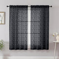 Chyhomenyc Black Short Curtains 45 Inch Length 2 Panels, Light Filtering Leaf by Chyhomenyc