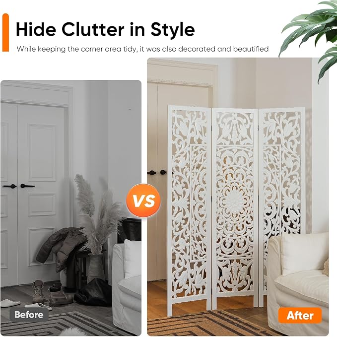 JOSTYLE Wooden Room Divider Screen, 3-Panel Screen Divider - Image 7
