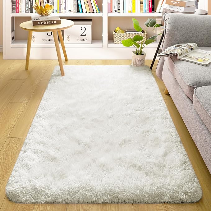 Merelax Fluffy Rug Shaggy Area Rug, Ivory/Cream 2x4 Area Rugs - Image 7