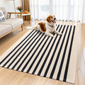OLANLY Beige and Black Striped Rug 4' x 6' – Washable Cotton Doormat by OLANLY