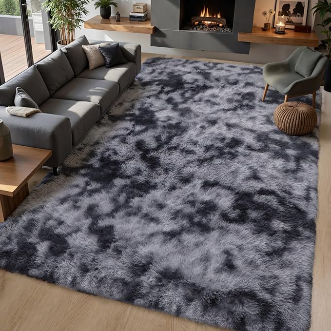 Grey Fluffy 9x12 Large Area Rugs - Image 7
