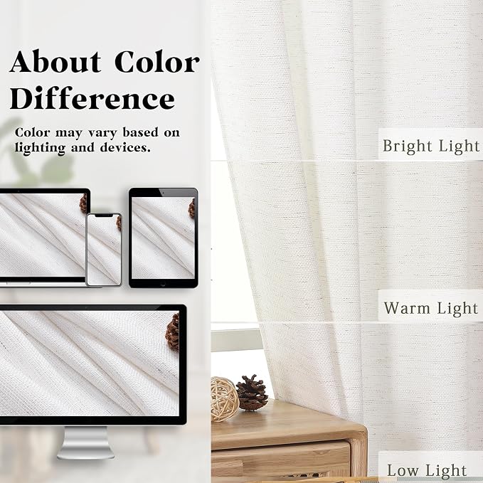 Gwine Natural Valance for Windows, Light Filtering Faux Linen Textured Kitchen - Image 6