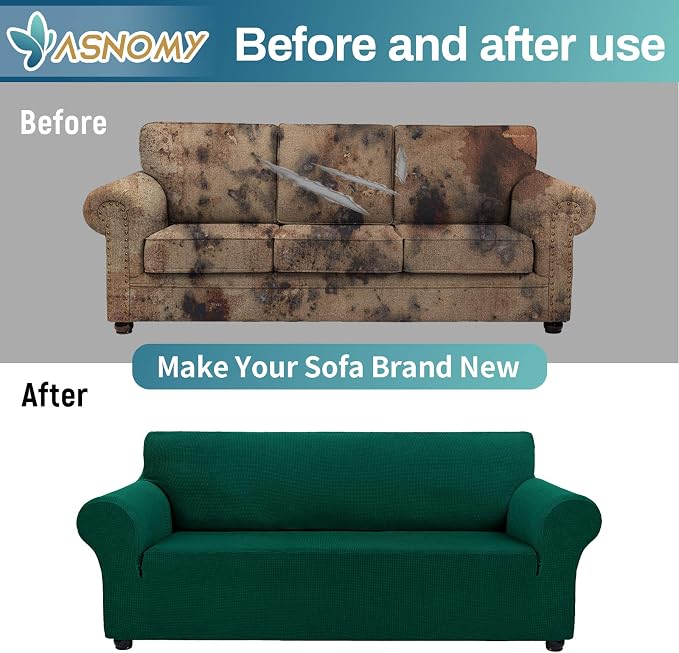 Asnomy Couch Covers for 3 Cushion Couch Stretch Sofa Covers Slipcovers - Image 6