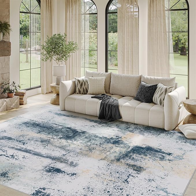 5x7 Area Rugs for Living Room, Modern Abstract Washable Rug, Boho Non Slip Low - Image 2