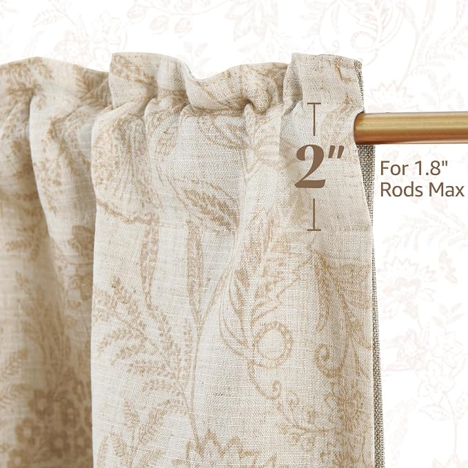 jinchan Linen Valance Curtain Farmhouse Floral Printed Small Window Curtain - Image 9