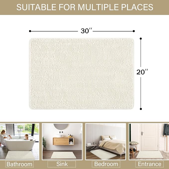 LOCHAS Luxury Bathroom Rug Shaggy Bath Mat 20 x 30 Inch, Washable Non Slip Bath - Image 2