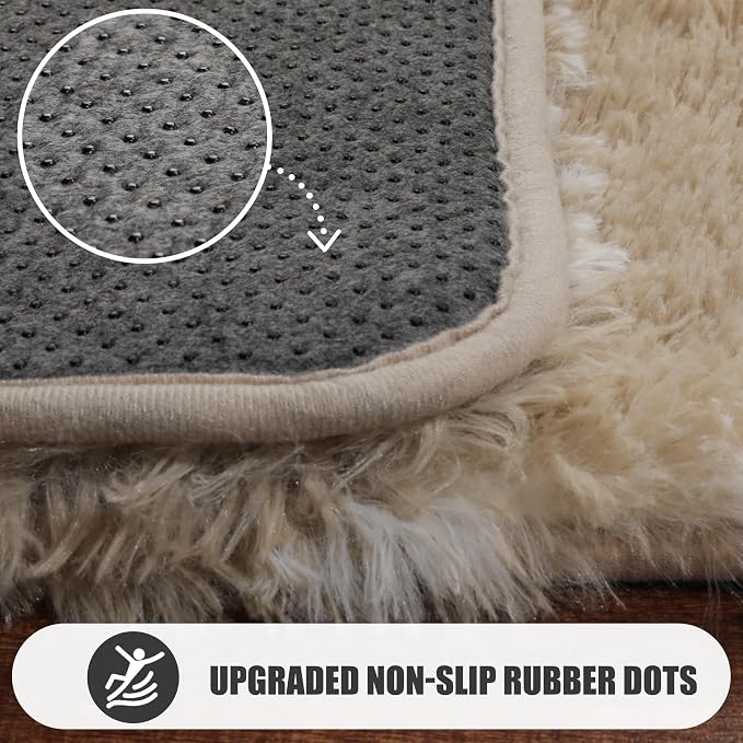 ONASAR 8x10 Area Rugs for Living Room, Fluffy Beige and White Bedroom Rug - Image 8