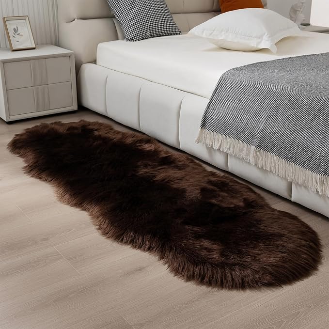 Faux Fur Rug Runner 2x6 ft Coffee by CKLZSAY