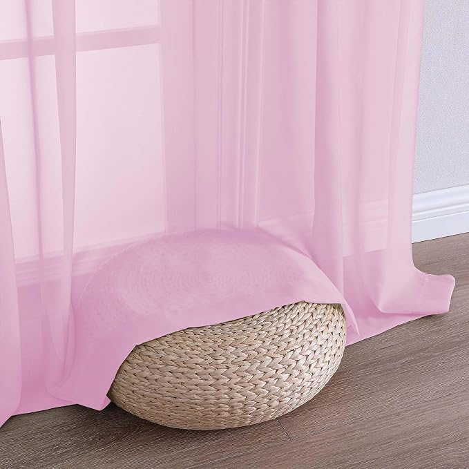 OVZME Light Pink Sheer Curtains 84 Inches Long 2 Panels Set, Light Filtering - Image 5